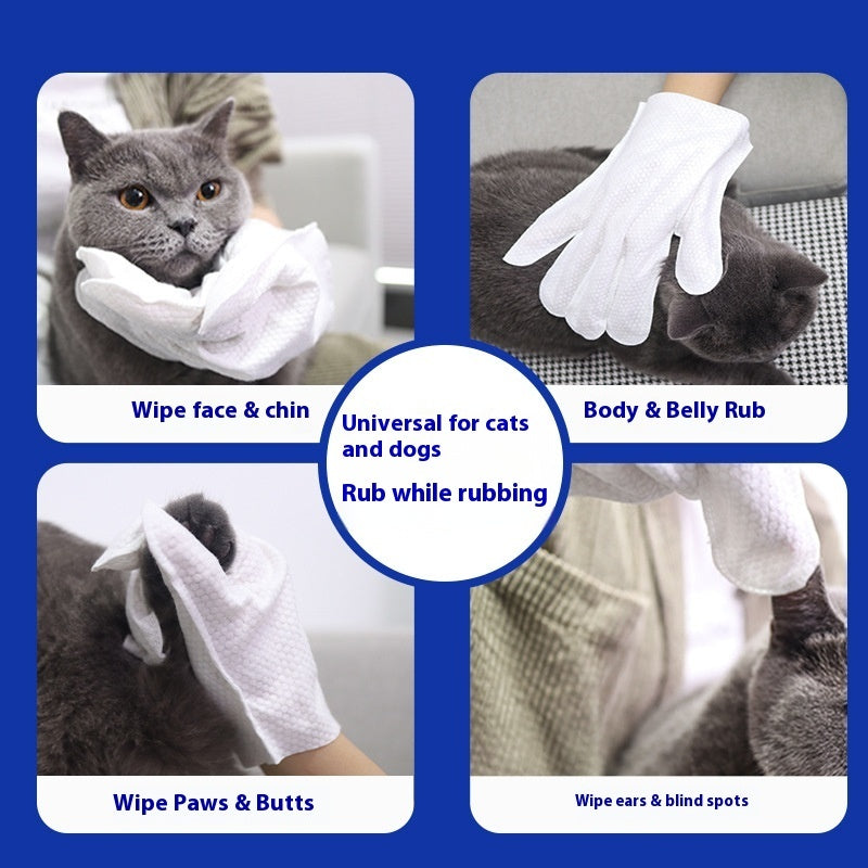 Pet Bath-free Cleaning Gloves Wet Wipes Dry Cleaning
